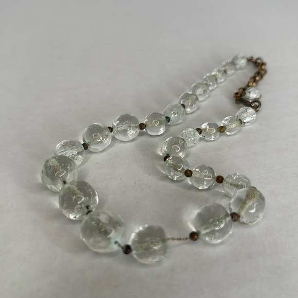 Antique 1930s Clear Glass Beaded Necklace Lot A21 - Picture 3 of 6